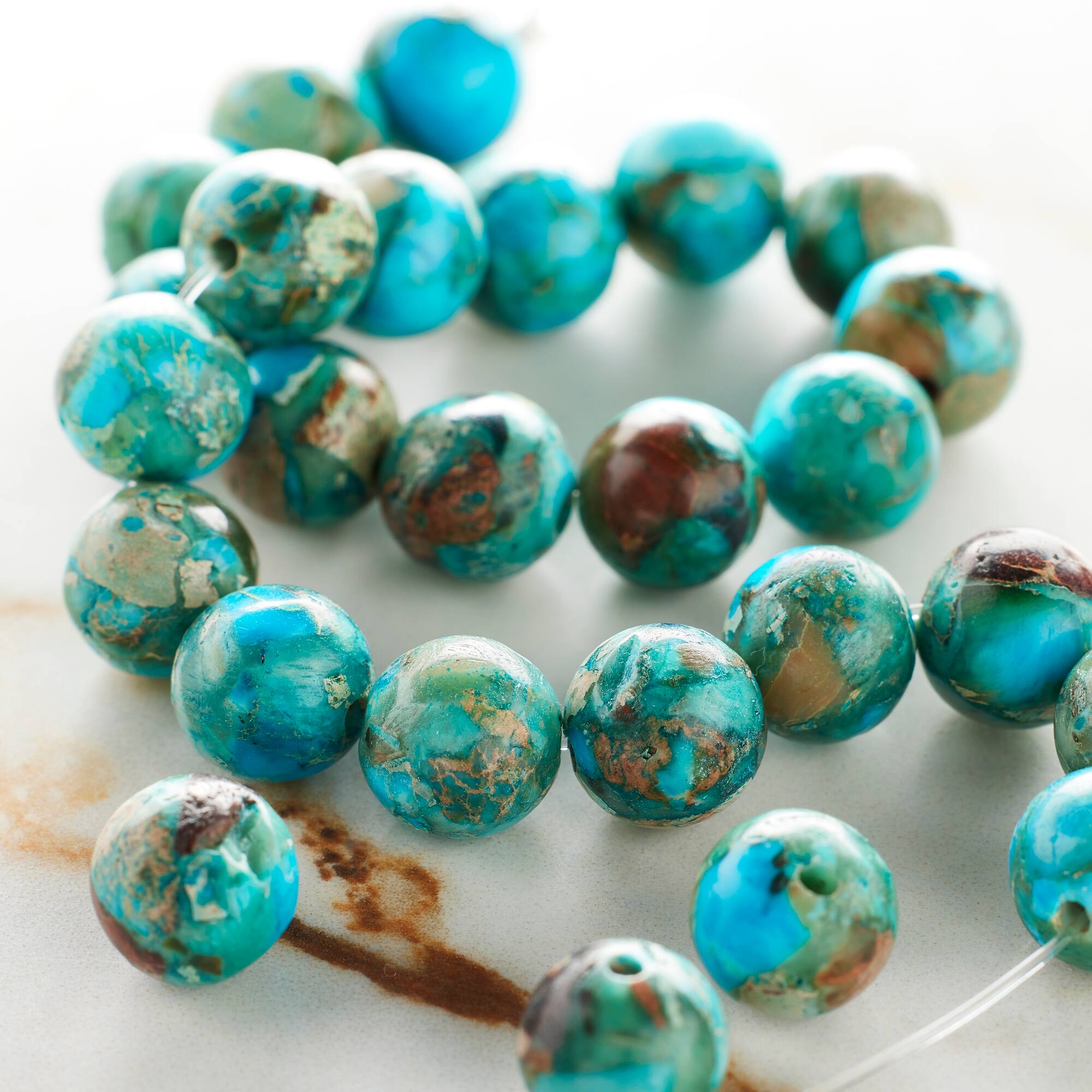 Dyed Turquoise Imperial Jasper Round Beads, 8mm by Bead Landing™